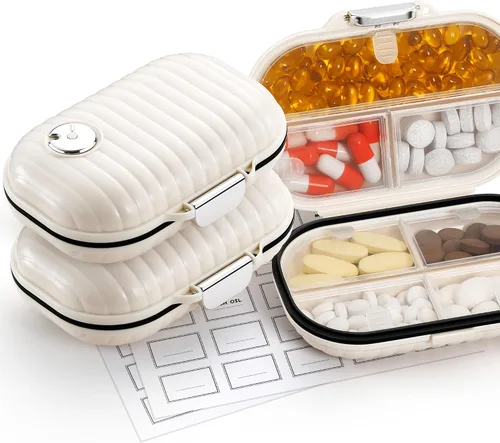 Vista 10 de Zannaki Pastillero portátil pequeño semanal organizador de pastillas, bonito pastillero a prueba de humedad para bolsa de bolsillo, mini bolsillo