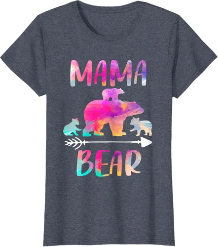 Vista 14 de Bear Matching Family Outfits, Funny Mama Bear Three Cubs T-Shirt Negro