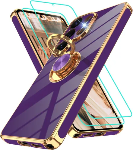 Vista 109 de Funda para Motorola Moto G 5G 2024: Funda Moto G Play 5G 2024 con 2 piezas de protectores de pantalla, soporte de anillo de rotación de 360°