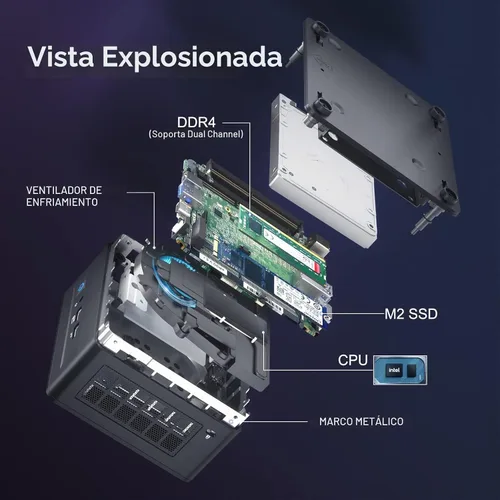 Vista 6 de Intel NUC 13 Pro, NUC13ANHi7 Home & Business Desktop Mini PC Barebone, procesador Core i7-1360P (12 núcleos y 5.0 GHz), gráficos Intel Iris Xe, 16