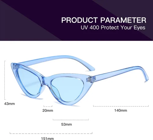 Vista 2 de Lentes de sol retro para mujer, con marco de plástico y diseño con estilo ojo de gato YOSHYA
