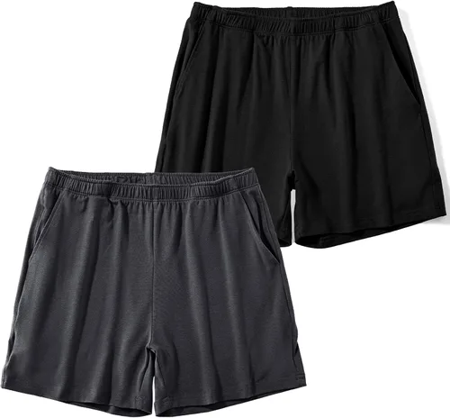 Vista 10 de AIMPACT Pantalones cortos de pijama para hombre con entrepierna de 4 Negro