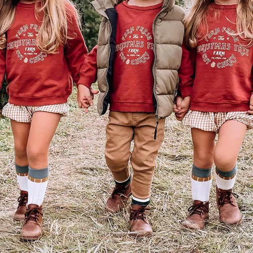 Vista 2 de Foidiccx Conjunto de ropa de Navidad para bebé, niño, niña, mi primera Navidad, sudadera y pantalones deportivos