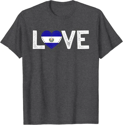 Vista 30 de Camiseta de regalo con la bandera de El Salvador LOVE, Negro, S