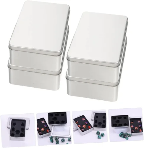 Vista 9 de TOYANDONA Caja de almacenamiento de dados de 8 piezas, mini contenedores con tapa, caja de dados de metal, soportes de metal, caja organizadora