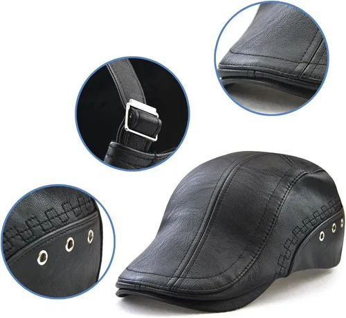 Vista 4 de Gorra de cuero para hombre, diseño de Ivy Gatsby, sombrero de caza para golf