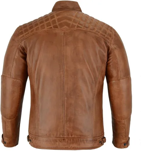 Vista 4 de Vance Leathers Cafe Racer - Chaqueta de piel de cordero encerada para hombre color marrón