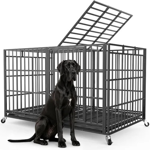 Vista 10 de Hiwokk Jaula para perros resistente de 38 pulgadas, perrera indestructible