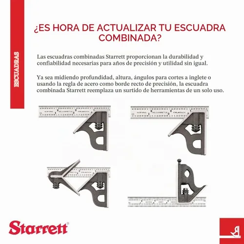 Vista 3 de Starrett Cuadrado combinado de acero con cabeza cuadrada, longitud de hoja