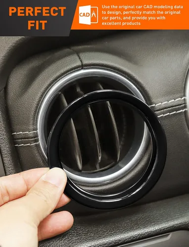 Vista 2 de Savadicar - Accesorios de interior negros - Cubierta de anillo de rejilla de ventilación de aire acondicionado para Jeep Wrangler JL JLU 4XE