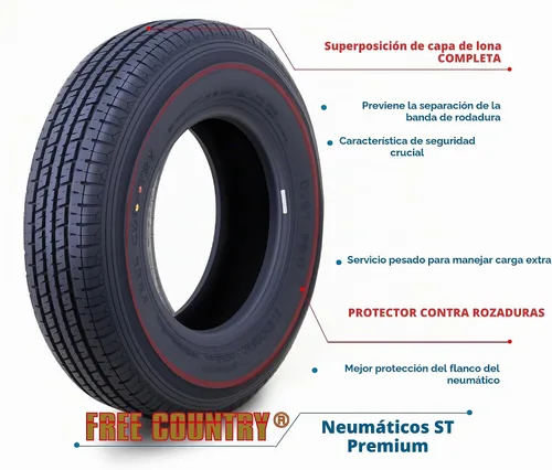 Vista 2 de Free Country GRAND RIDE Juego de 2 neumáticos Premium para remolque ST 175/80R13 de 6 capas, Rango de carga C con protector contra roces Premium