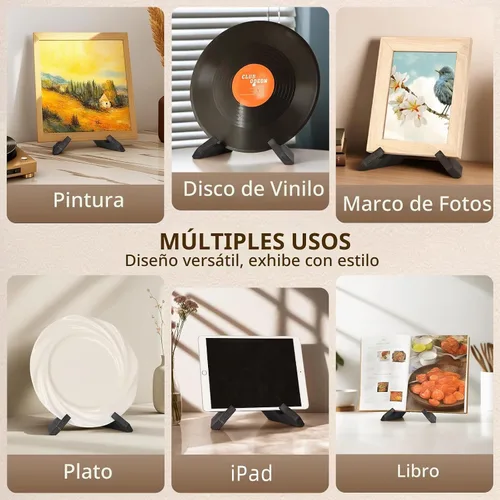 Vista 5 de PUERSI Soporte para discos de vinilo Now Playing, soporte de madera para discos de vinilo, accesorios de disco giratorios retro ahora - negro