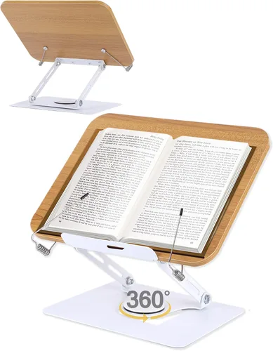 Vista 11 de ASIEIT Soporte para libros con abrazadera de escritorio, soporte de aluminio para libros de altura y ángulo ajustables, soporte para libros de Negro