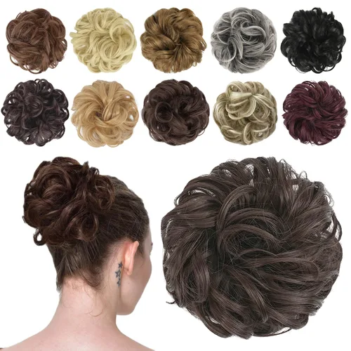 Vista 51 de FESHFEN Pieza de Cabello de Moño Desordenado - Extensiones de Coleteros de Moño de Cabello Ondulado Rizado Elástico Postizos Sintéticos para Mujeres