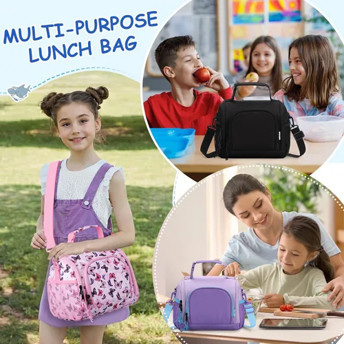Vista 7 de VASCHY Lonchera para hombres, reutilizable, aislada, grande, bolsa enfriadora para adultos, mujeres/niños, para el trabajo, la escuela, picnic, Negro