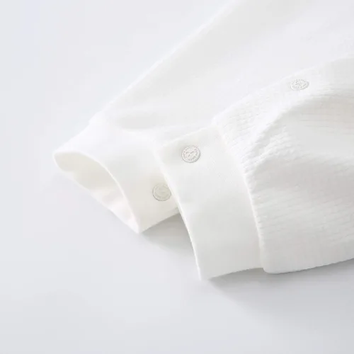 Vista 6 de pureborn Mameluco unisex para bebés y niñas, de algodón, para primavera, otoño, overol de una pieza, traje de bautismo, color blanco, 0-24 meses