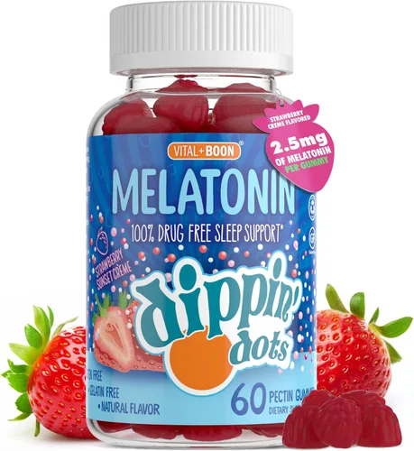 Vista 8 de Dippin' Dots - Gomitas de melatonina para niños y adultos (suministro para 30 días) sabor a crema de fresa y puesta de sol Suplemento