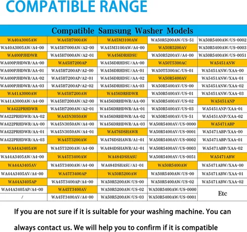 Vista 6 de 2026 Actualización DC97-16350U Varillas de suspensión para lavadora Samsung WA50R5200AW/US WA50R5400AW/US WA50R5400AV/US WA50R5200AW/US