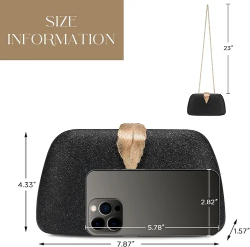 Vista 7 de Clutch Purses for Women, Formal Evening Handbags, White Clutch for Wedding 01-Negro