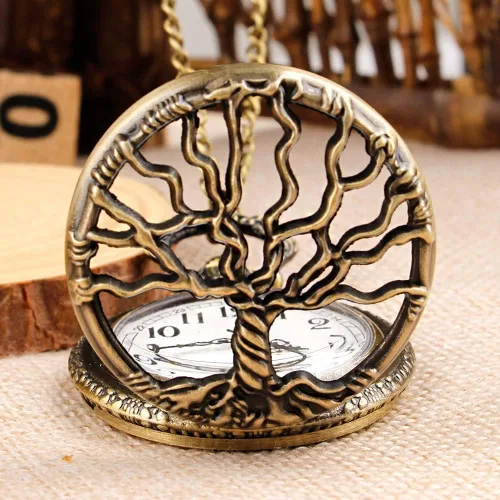 Vista 5 de Reloj de bolsillo de cuarzo para hombre, ojos verdes, forma de caja redonda, collar de bolsillo