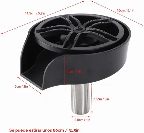 Vista 5 de POCREATION Lavadora automática de vidrio, accesorio de fregadero de boquilla giratoria de 360 grados, lavadora de botellas de acero inoxidable