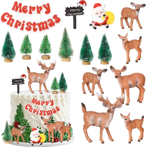 Vista 16 de Paquete de 24 Adornos Navideños Oh Baby para Cupcakes con Sombrero de Navidad con Purpurina, Palillos de Comida para Baby Shower para Niños y Niñas
