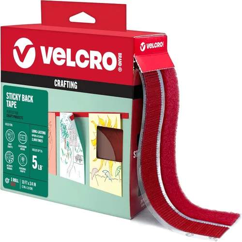 Vista 8 de VELCRO Brand Rollo de cinta negra de 5 pies x 3/4 pulgadas Con adhesivo Corte las tiras a la longitud deseada Cierres de gancho y bucle