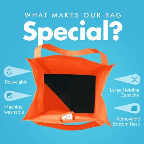 Vista 4 de Simply Green Solutions - Bolsas de comestibles reutilizables, bolsas anchas con asa reforzada de 20 pulgadas, bolsas de compras para comestibles