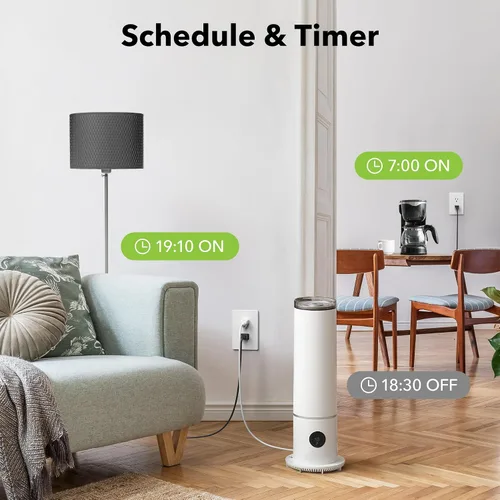 Vista 5 de Interruptor inteligente de toma de corriente WiFi en pared, 2 tomas individuales, funciona con función de temporizador compatible con Alexa y Google