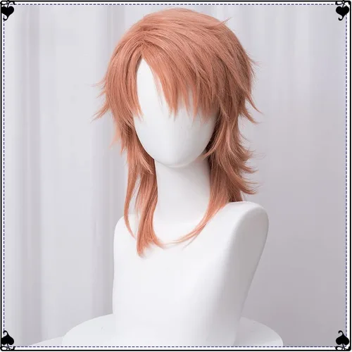 Vista 3 de Anime Demon Slayer Kimetsu no Yaiba Sabito Wig Cosplay Costume Men Women Orange Pink Curly Hair Heat Resistant Synthetic Hair Wigs (Sabito)