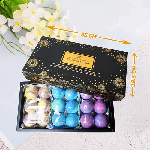 Vista 2 de Juego de bombas de baño de aromaterapia para mujeres y hombres. Caja de regalo de bombas de baño de aceite esencial curativo con 18 bombas de baño
