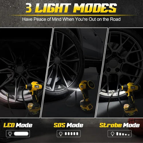 Vista 5 de Inflador de neumáticos, compresor de aire portátil para DeWalt 20v Max Battery Power, bomba de aire eléctrica portátil inalámbrica de 160 PSI