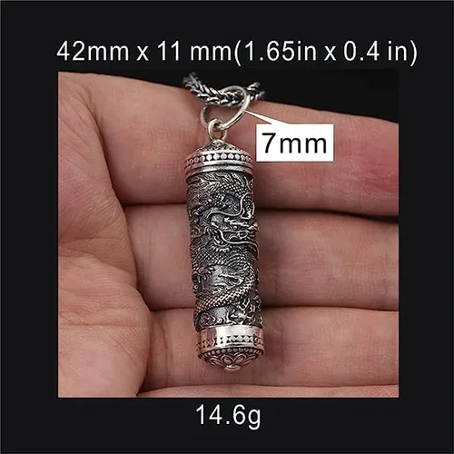 Vista 3 de Colgante de plata de ley 925 maciza auténtica con diseño de dragón Regalo para hombres, él, papá, padre, marido, novio, Plata esterlina