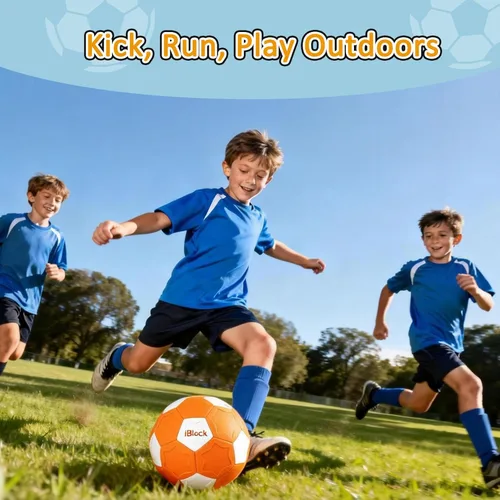 Vista 2 de Balón de fútbol Curve para niños tamaño 4, pelota de fútbol suave Swerve para niños y niñas, juegos de actividades en interiores y exteriores, juego