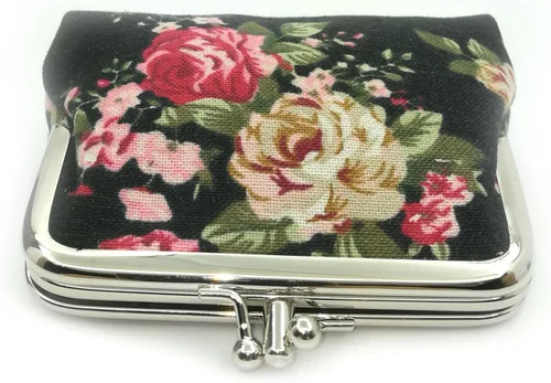 Vista 4 de Monedero con adorable diseño floral y hebilla bolso vintage de cierre suave