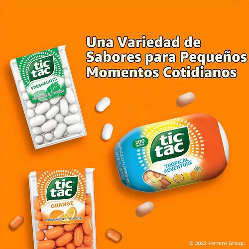 Vista 5 de Tic Tac, Menta con sabor a naranja, 8 unidades, refresco para llevar, 3.4 onzas cada una