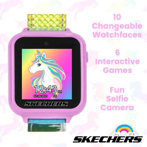 Vista 4 de Accutime Skechers Kids - Reloj inteligente con pantalla táctil de aprendizaje educativo para niñas, niños, niños pequeños, cámara para selfies