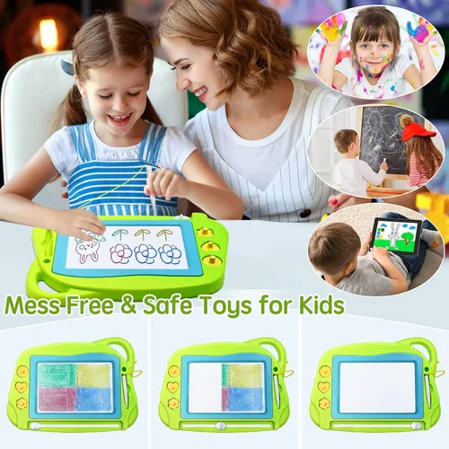 Vista 2 de Pizarra pequeña y magnética para dibujar. Almohadilla colorida y fácilmente borrable para dibujar y hacer bocetos. Juguete educativo para niños