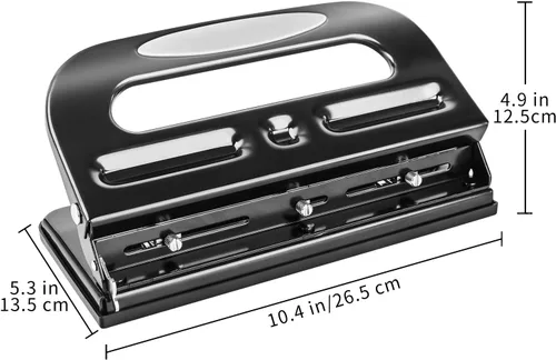 Vista 6 de Amazon Basics Perforadora de 2/3 agujeros, semiajustable, capacidad de 30 hojas, color negro