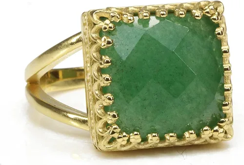 Vista 3 de Lovely Green Aventurine Ring - Artisan-crafted Fashion Jewelry for Women - Statement Rings for Fashion, Healing Crystal Rings - Custom Size and