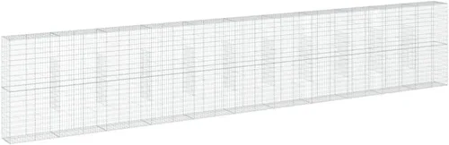 Vista 42 de vidaXL Cesta de gavión con tapa, 39.4 x 19.7 x 39.4 pulgadas, hierro galvanizado rectangular, resistente a la intemperie, montaje sin herramientas