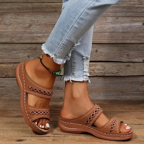 Vista 3 de Sandalias ortopédicas para mujer de ancho ancho, sandalias ortopédicas de 9 sandalias de cuña para mujer, sandalias elegantes de verano con soporte