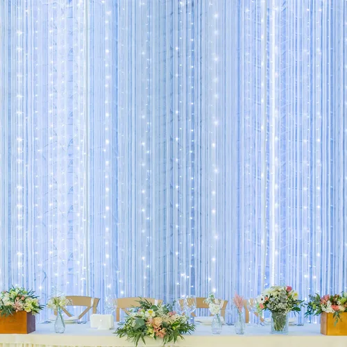 Vista 13 de Twinkle star - Cortina de cadena de 300 LED para ventana, luces para bodas, hogar, jardines, habitaciones, decoraciones de pared interiores