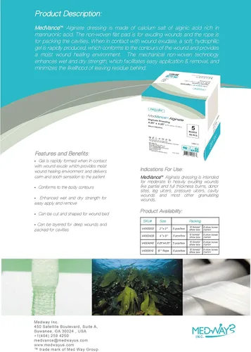 Vista 8 de MedVance TM Alginato – Apósito de alginato de calcio 2"x2", Caja de 5 apósitos Sterile And Individually Wrapped - Promotes Faster Healing - Super