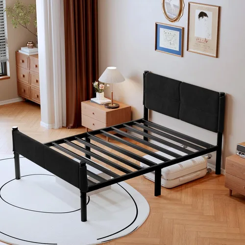 Vista 7 de Base de cama metálica, base de cama tamaño individual de 14 pulgadas con espacio de almacenamiento, base de colchón resistente y de trabajo pesado
