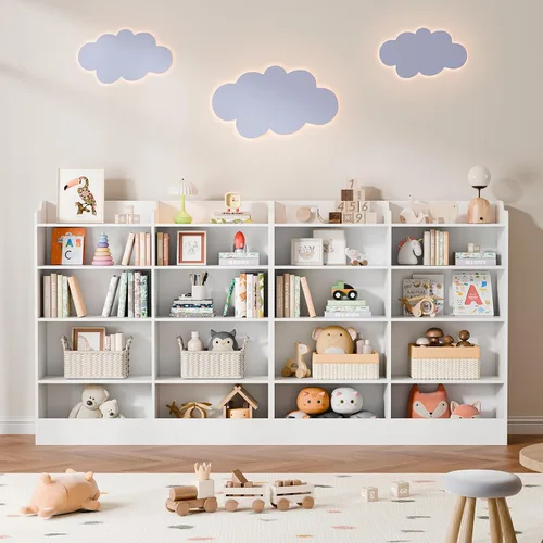 Vista 23 de Cozy Castle Organizador de almacenamiento de juguetes, estantería para niños de 5 niveles, estantería de 10 cubos para niños pequeños, armario