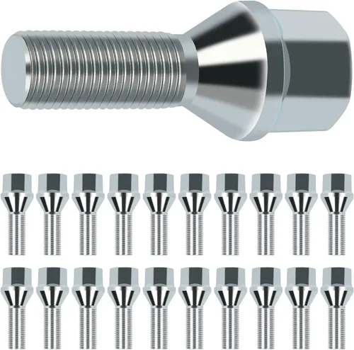 Vista 8 de SCITOO 20 piezas de pernos de rueda 12x1.25 tuercas de rueda pernos con vástago negro M12x1.25 longitud de vástago 28mm tamaño de hexágono 17mm