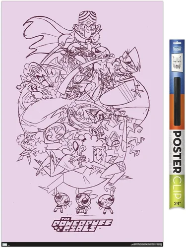 Vista 19 de Trends International Póster de pared de boceto de grupo de chicas superpoderosas, 14.725 x 22.375 pulgadas, versión enmarcada de madera de granero