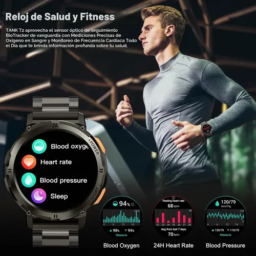 Vista 3 de AMAZTIM Reloj inteligente, reloj de fitness resistente, 5 ATM e IP69K Negro