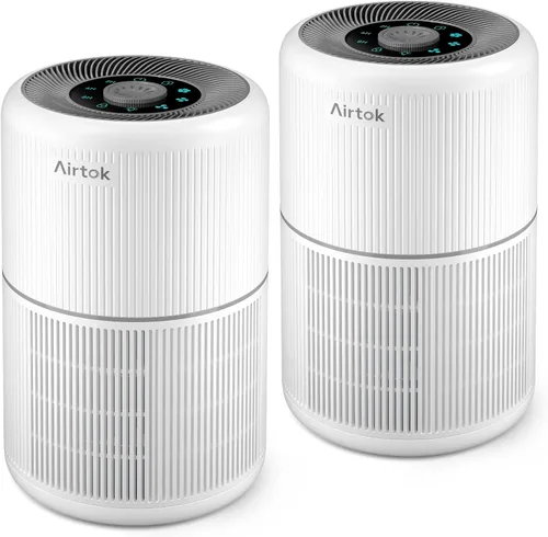 Vista 7 de AIRTOK Paquete de 2 purificadores de aire para el hogar, dormitorio, oficina, escritorio, con 12 esponjas de fragancia, filtro HEPA H13, filtración